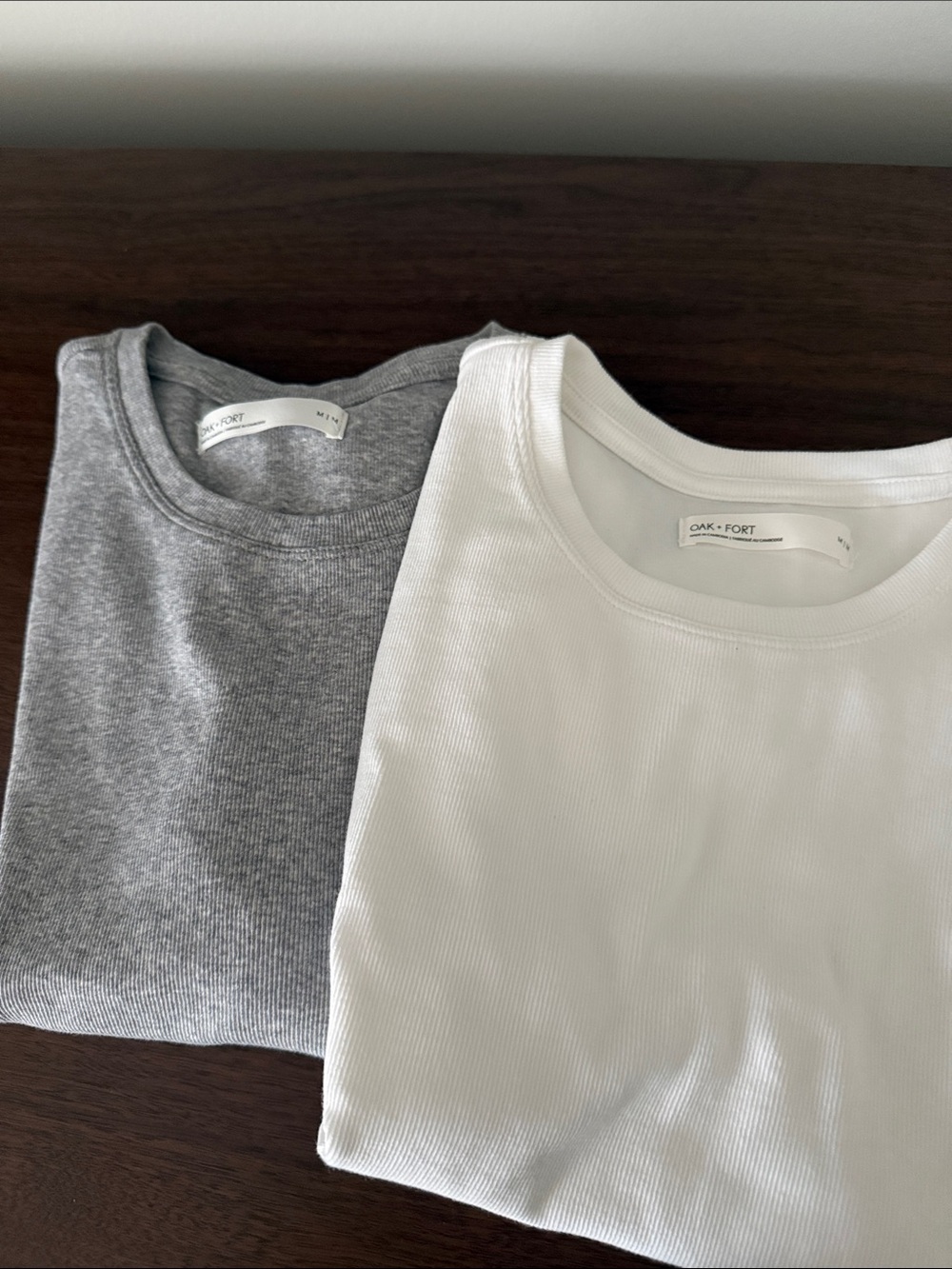 OAK + FORT Short Sleeve Crew Tees - White & Gray